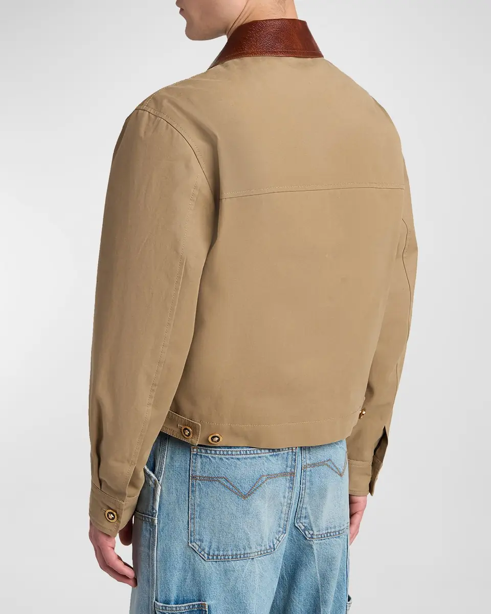 Versace Men's Leather Collar Blouson Jacket | Thumbnail 3 Versace Men's Leather Collar Blouson Jacket | Thumbnail 3