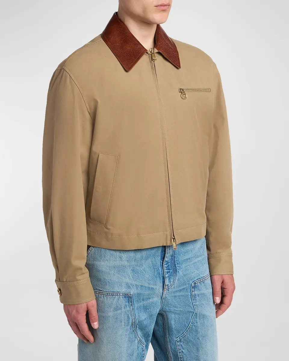 Versace Men's Leather Collar Blouson Jacket | Thumbnail 4 Versace Men's Leather Collar Blouson Jacket | Thumbnail 4