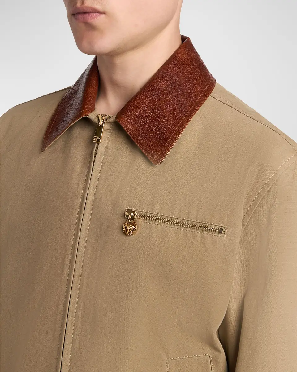 Versace Men's Leather Collar Blouson Jacket | Thumbnail 5 Versace Men's Leather Collar Blouson Jacket | Thumbnail 5