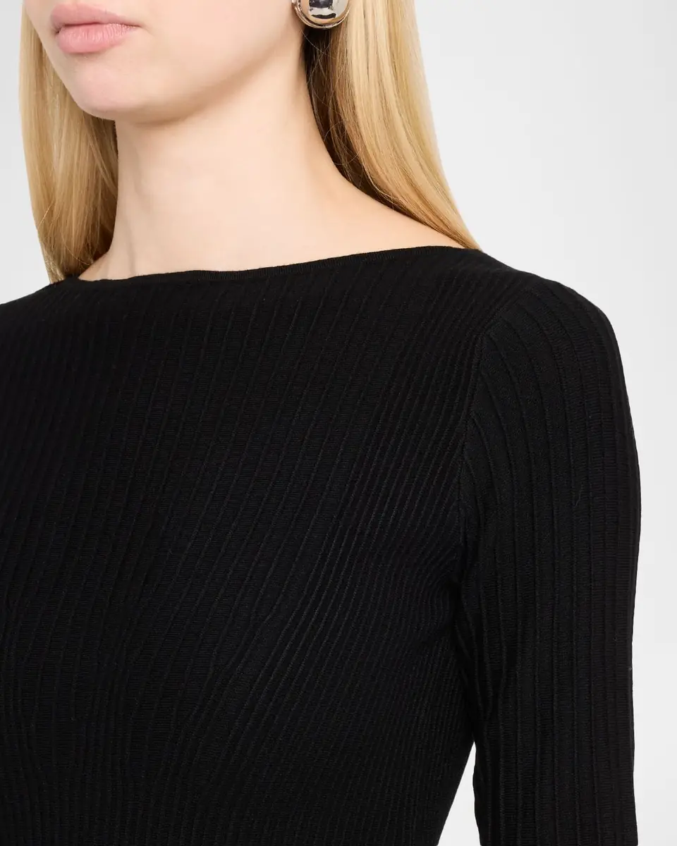 Emporio Armani Scoop-Neck Ribbed Jersey Dress | Thumbnail 5