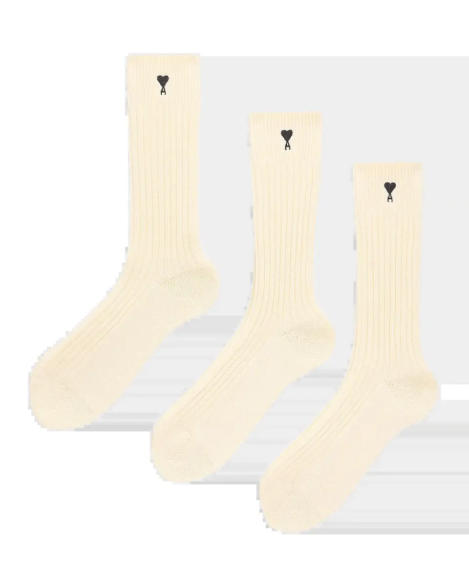 AMI PARIS Men's Quota Embroidered Three-Pack Ribbed Crew Socks | Thumbnail 2 AMI PARIS Men's Quota Embroidered Three-Pack Ribbed Crew Socks | Thumbnail 2