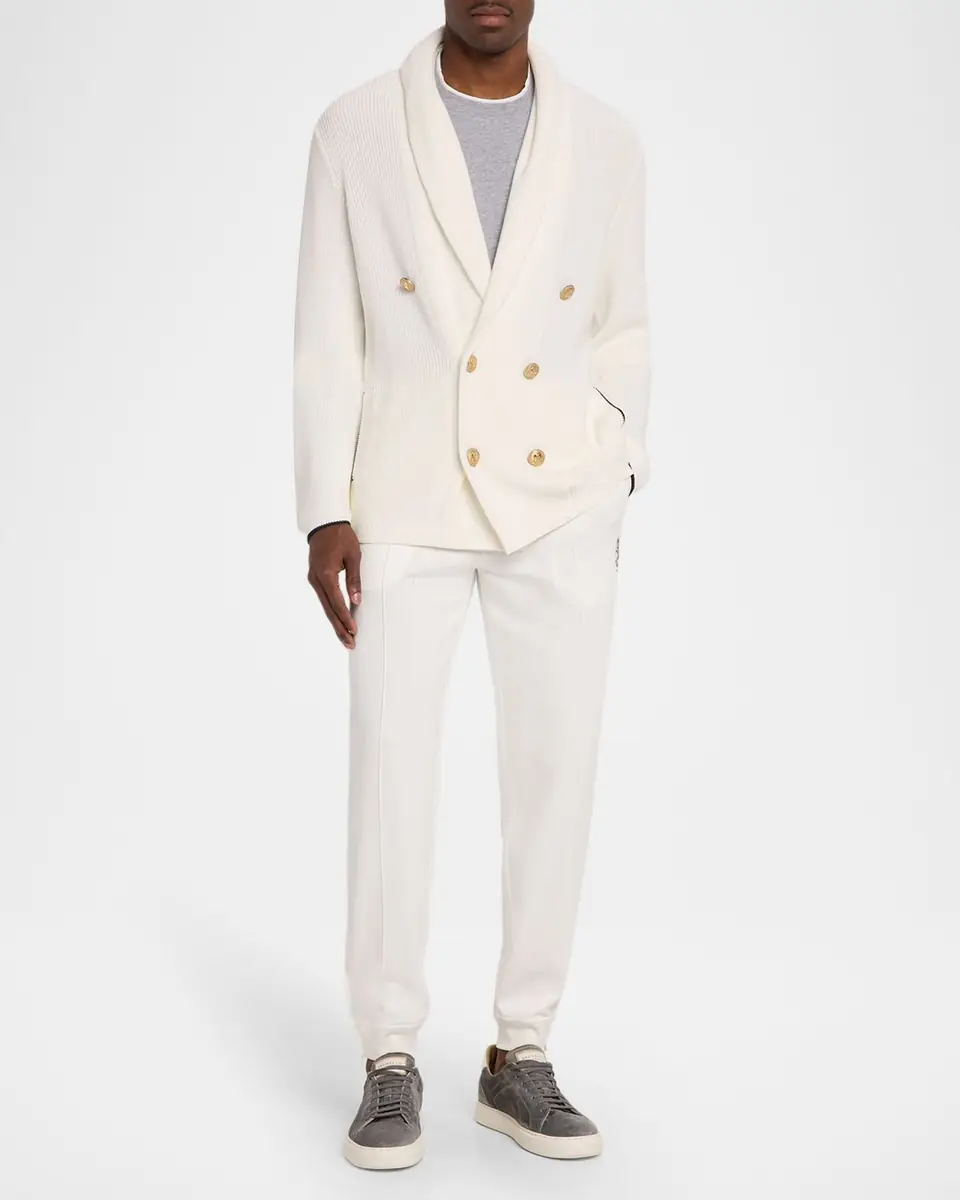 Brunello Cucinelli Men's Tennis Pintuck Drawstring Pants | Thumbnail 2 Brunello Cucinelli Men's Tennis Pintuck Drawstring Pants | Thumbnail 2