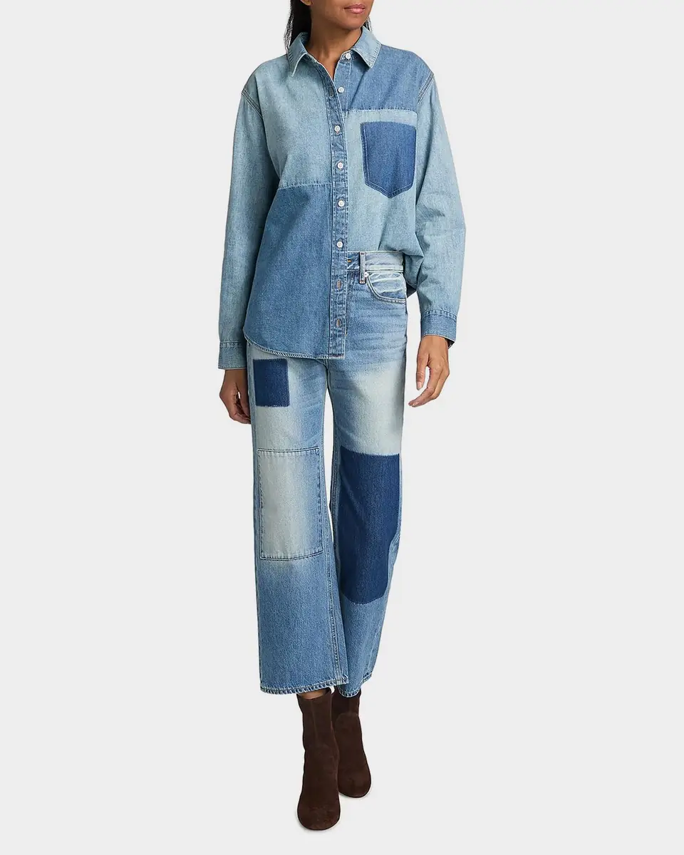Veronica Beard Dalma Denim Color Block Shirt | Thumbnail 2 Veronica Beard Dalma Denim Color Block Shirt | Thumbnail 2