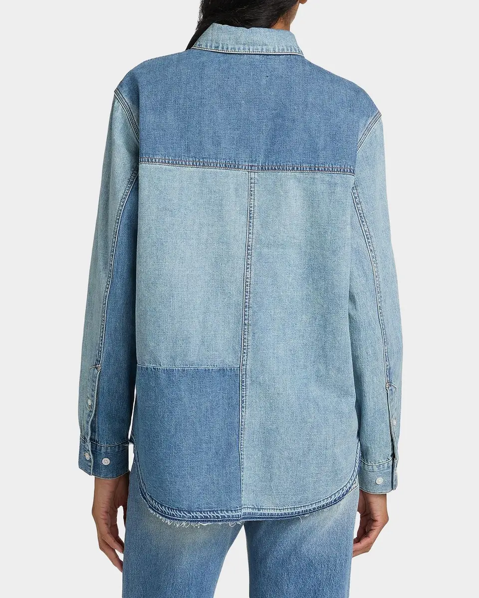Veronica Beard Dalma Denim Color Block Shirt | Thumbnail 3 Veronica Beard Dalma Denim Color Block Shirt | Thumbnail 3
