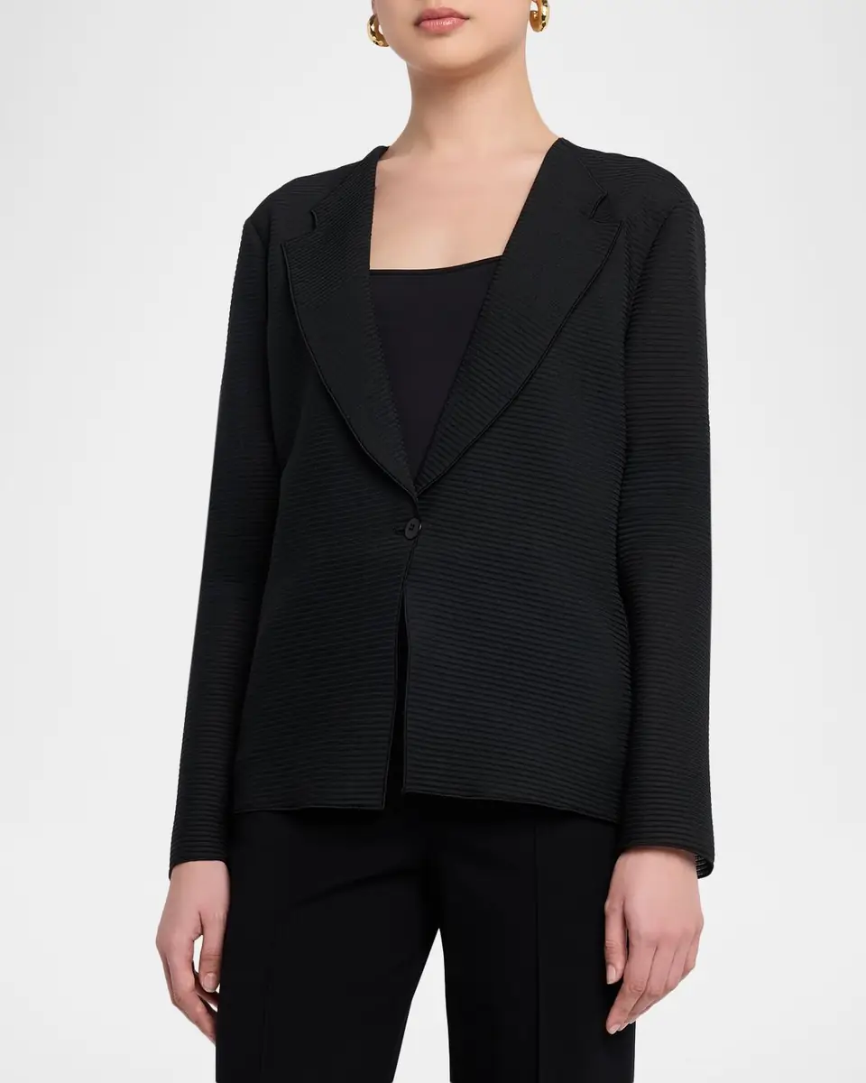 Emporio Armani Single-Button Ribbed Jersey Jacket | Thumbnail 4 Emporio Armani Single-Button Ribbed Jersey Jacket | Thumbnail 4