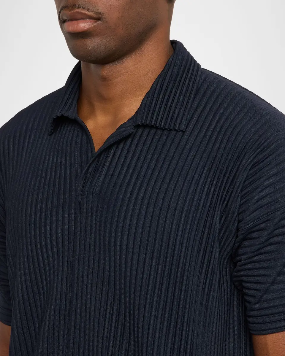 Homme Plissé Issey Miyake Men's Basics Pleated Johnny Collar Polo Shirt | Thumbnail 5 Homme Plissé Issey Miyake Men's Basics Pleated Johnny Collar Polo Shirt | Thumbnail 5