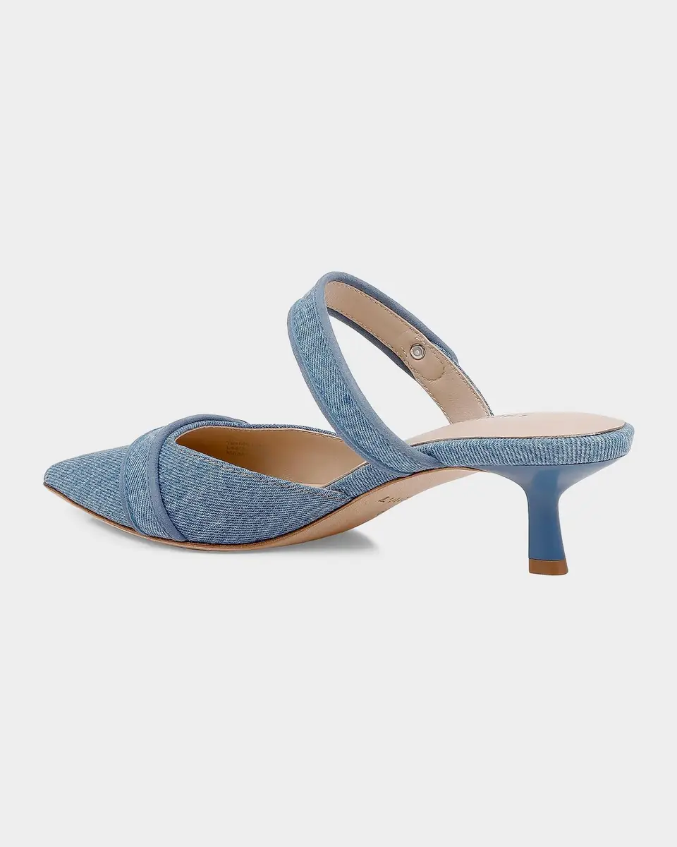 L'Agence 50mm Gialliane Denim Kitten-Heel Mules | Thumbnail 2 L'Agence 50mm Gialliane Denim Kitten-Heel Mules | Thumbnail 2