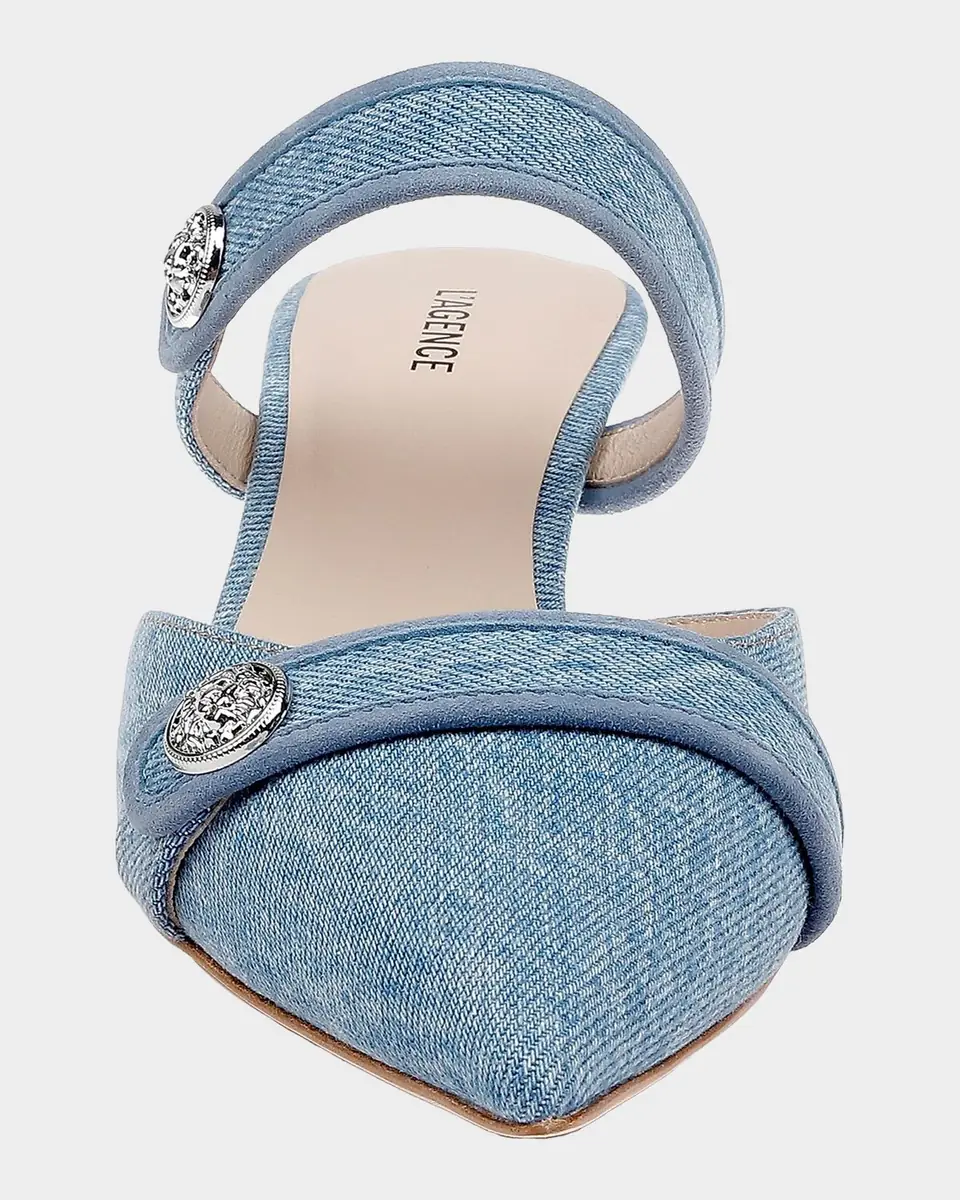 L'Agence 50mm Gialliane Denim Kitten-Heel Mules | Thumbnail 3 L'Agence 50mm Gialliane Denim Kitten-Heel Mules | Thumbnail 3