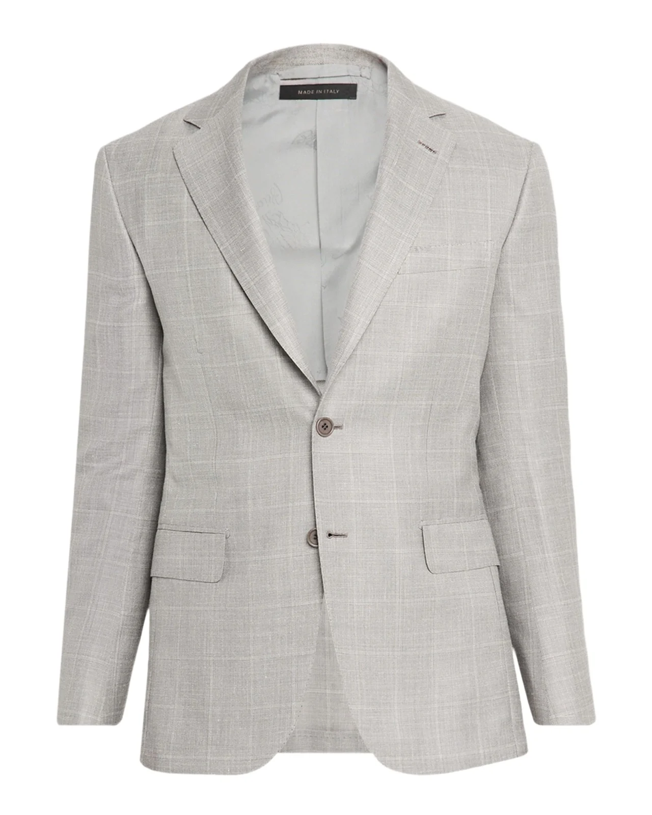 Men's Wool, Silk and Linen Windowpane Single-Breasted Sport Coat Men's Wool, Silk and Linen Windowpane Single-Breasted Sport Coat