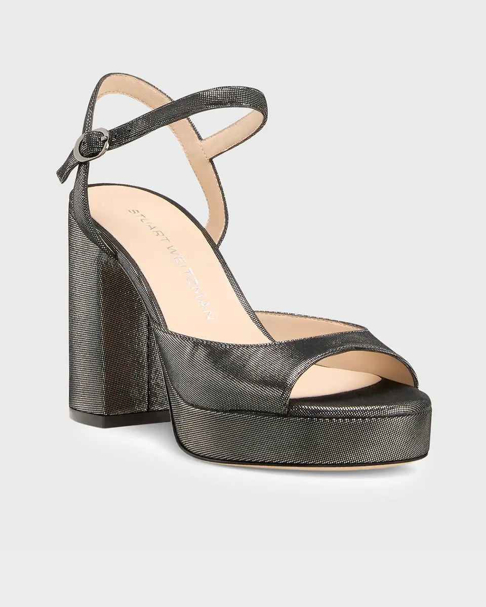 Stuart Weitzman Dayna II Leather Noir Ankle-Strap Platform Sandals | Thumbnail 2 Stuart Weitzman Dayna II Leather Noir Ankle-Strap Platform Sandals | Thumbnail 2
