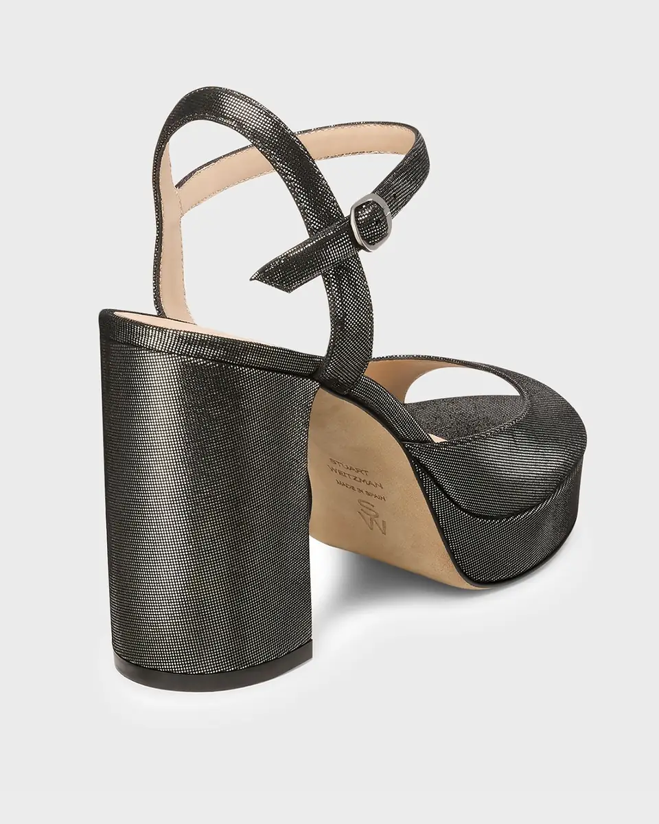 Stuart Weitzman Dayna II Leather Noir Ankle-Strap Platform Sandals | Thumbnail 3 Stuart Weitzman Dayna II Leather Noir Ankle-Strap Platform Sandals | Thumbnail 3