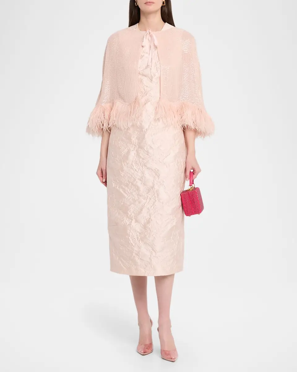 Carolyn Rowan Feather-Hem Beaded Silk Chiffon Cape | Thumbnail 2 Carolyn Rowan Feather-Hem Beaded Silk Chiffon Cape | Thumbnail 2