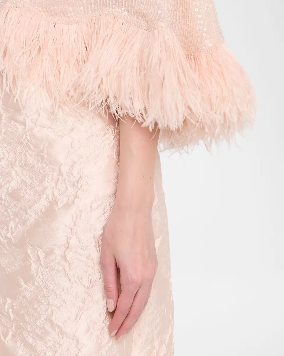 Carolyn Rowan Feather-Hem Beaded Silk Chiffon Cape | Thumbnail 5 Carolyn Rowan Feather-Hem Beaded Silk Chiffon Cape | Thumbnail 5