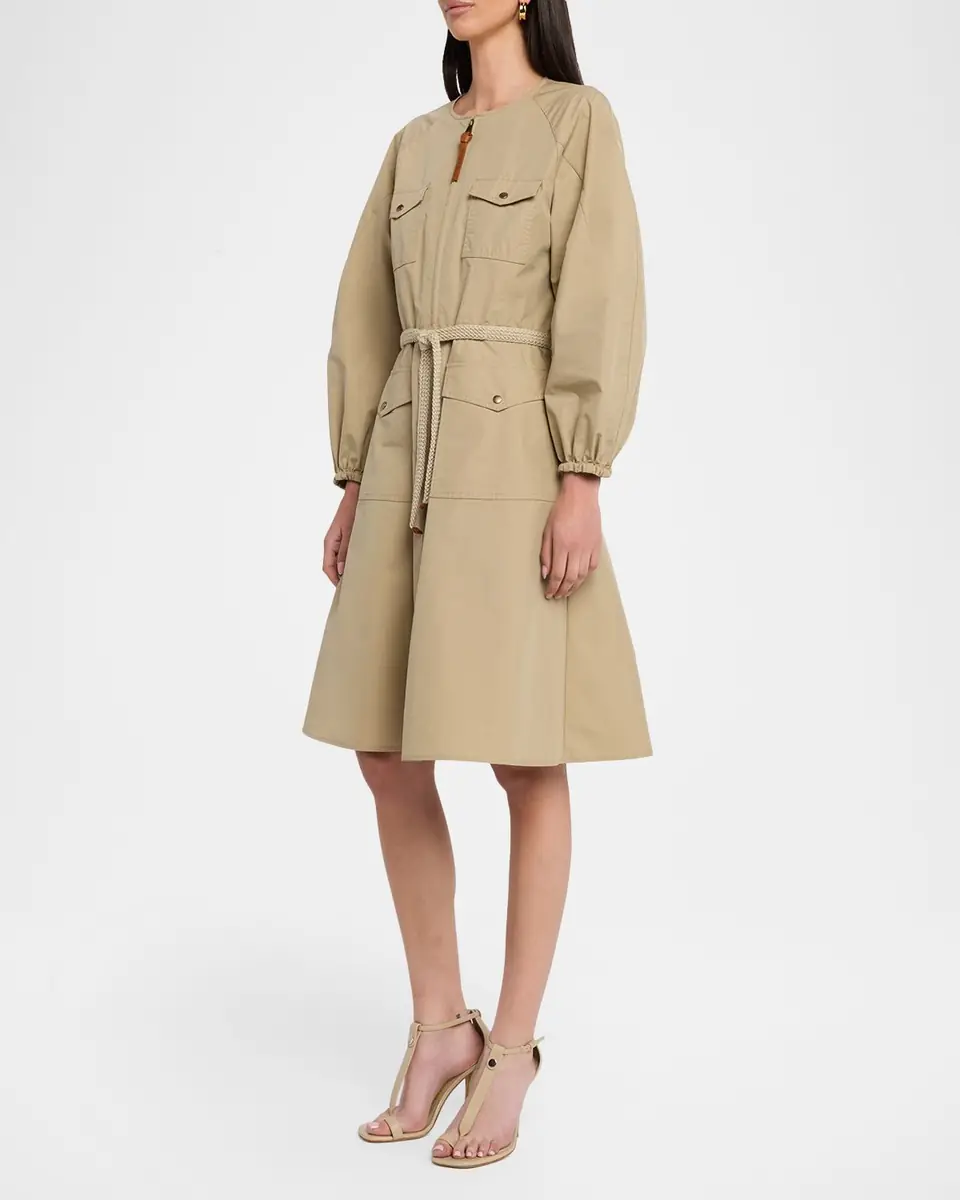 Moncler Pleated Poplin Dress | Thumbnail 4
