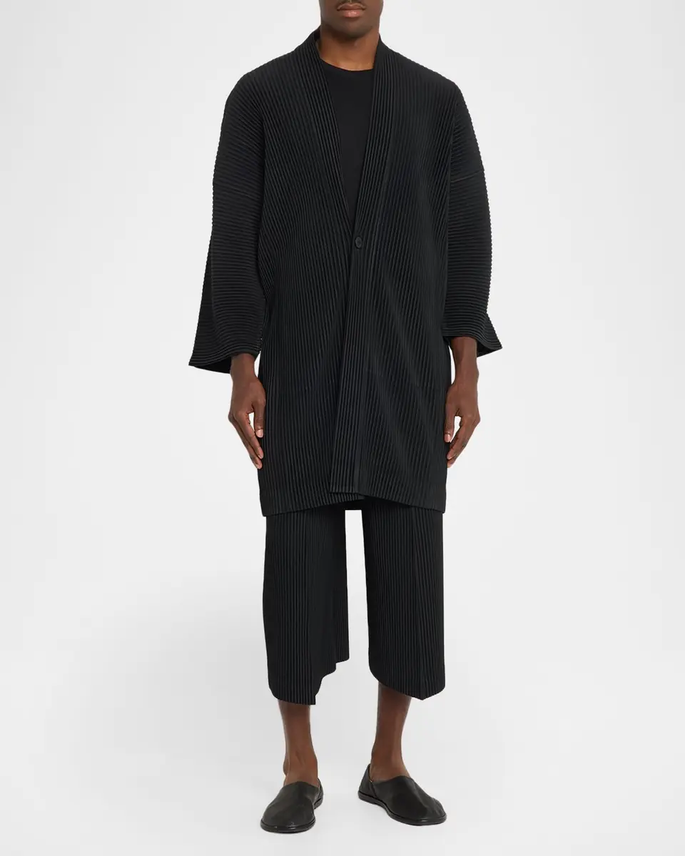 Homme Plissé Issey Miyake Men's Pleats Cropped Wide-Leg Trousers | Thumbnail 2 Homme Plissé Issey Miyake Men's Pleats Cropped Wide-Leg Trousers | Thumbnail 2