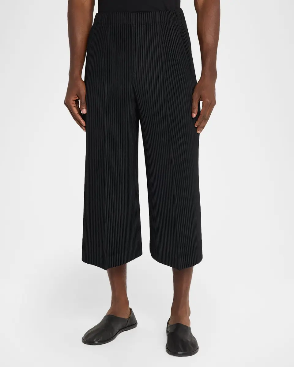 Homme Plissé Issey Miyake Men's Pleats Cropped Wide-Leg Trousers | Thumbnail 4 Homme Plissé Issey Miyake Men's Pleats Cropped Wide-Leg Trousers | Thumbnail 4