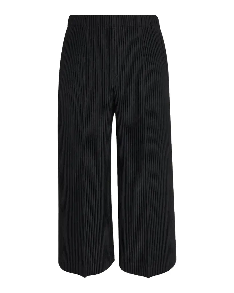Homme Plissé Issey Miyake Men's Pleats Cropped Wide-Leg Trousers | Image 1 Homme Plissé Issey Miyake Men's Pleats Cropped Wide-Leg Trousers | Image 1