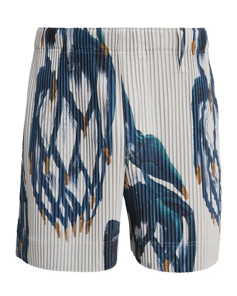 Homme Plissé Issey Miyake Men's Pleated Pull-On Shorts | Image 1 Homme Plissé Issey Miyake Men's Pleated Pull-On Shorts | Image 1