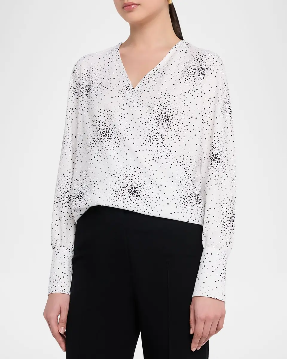 Emporio Armani Dotted Surplice Blouse | Thumbnail 4 Emporio Armani Dotted Surplice Blouse | Thumbnail 4