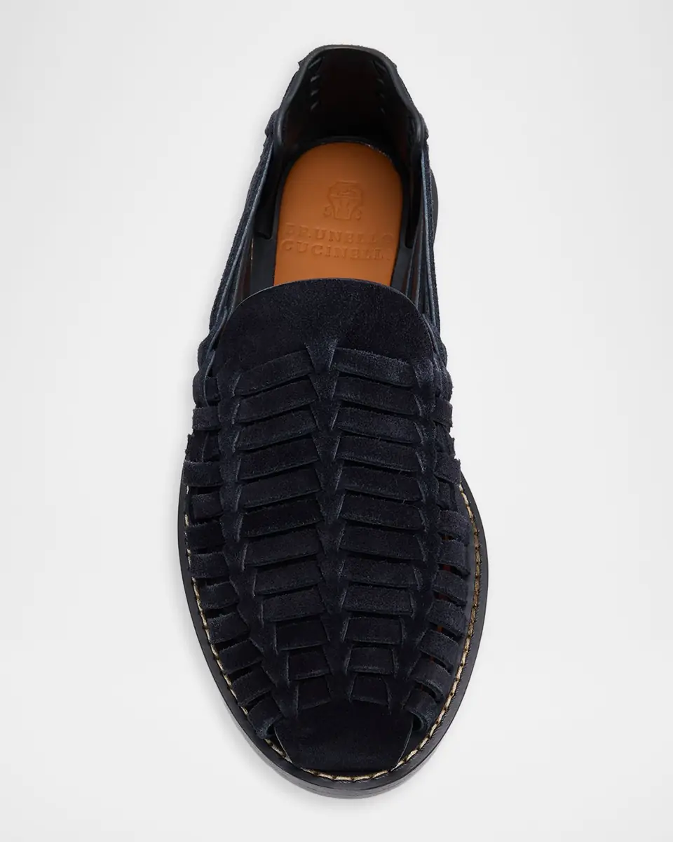 Brunello Cucinelli Men's Woven Suede Sandals | Thumbnail 4 Brunello Cucinelli Men's Woven Suede Sandals | Thumbnail 4