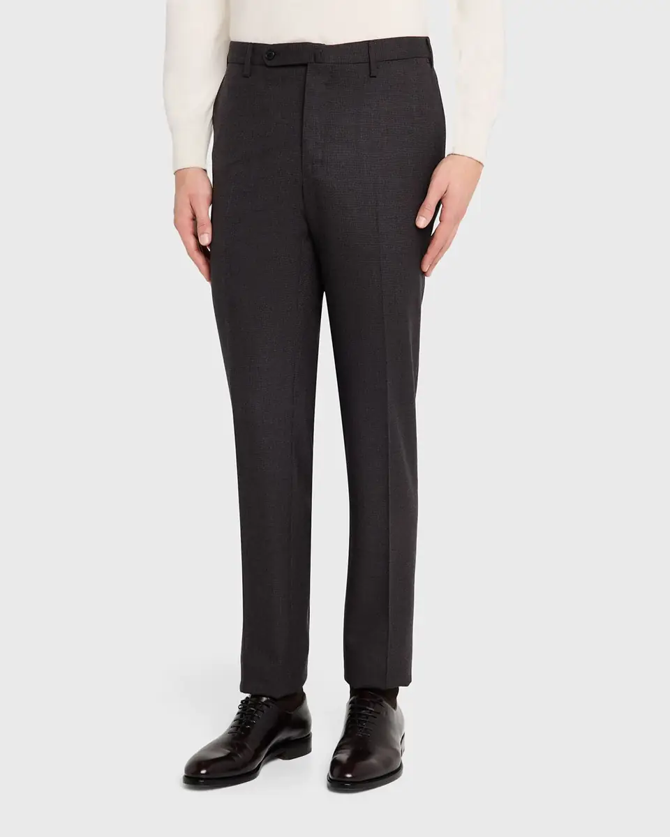 Incotex Men's Micro-Houndstooth Wool and Cashmere Trousers | Thumbnail 4