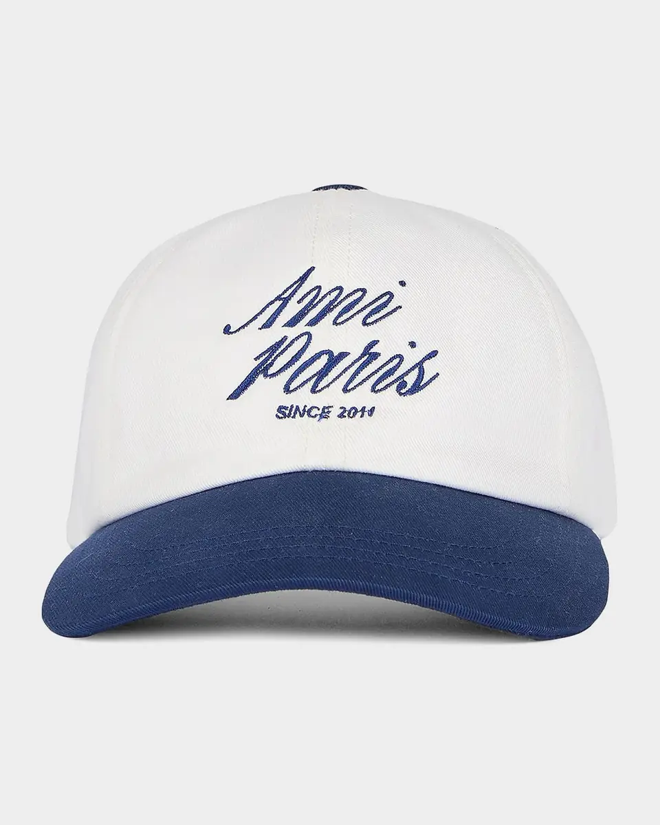Ami Paris Men's Embroidered Logo Bicolor Canvas Baseball Cap | Thumbnail 3
