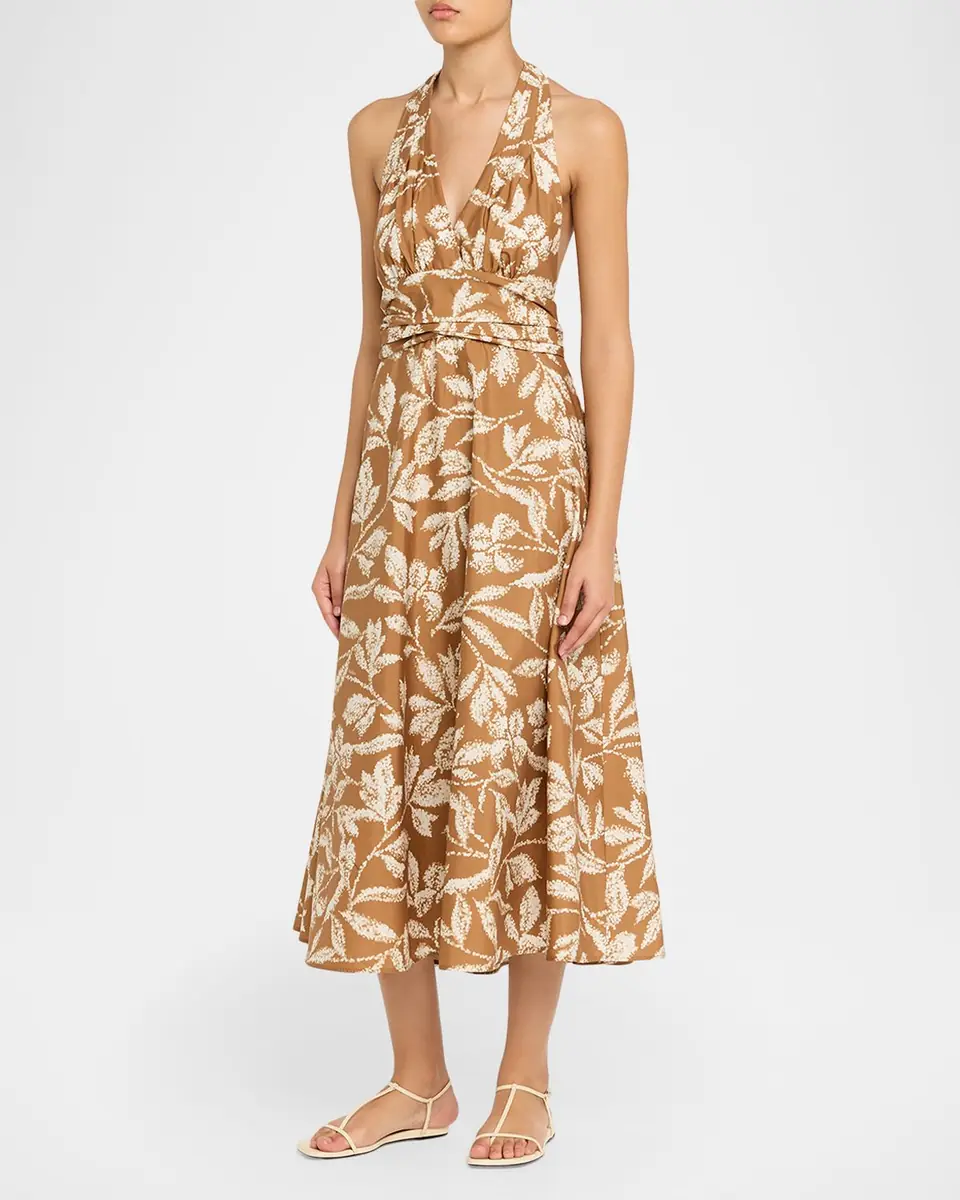 Max Mara Botanical-Print Halter Midi Dress | Thumbnail 4 Max Mara Botanical-Print Halter Midi Dress | Thumbnail 4
