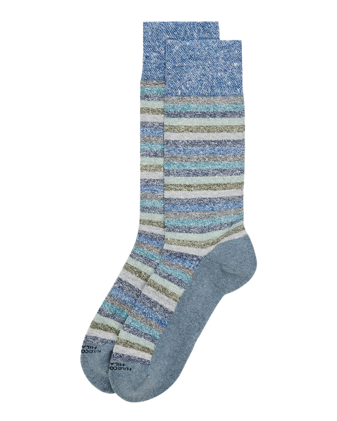 Marcoliani Men's Linen and Cotton Stripe Crew Socks