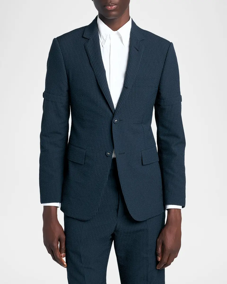 Thom Browne Men's Wool Seersucker Single-Breasted Sport Coat | Thumbnail 4 Thom Browne Men's Wool Seersucker Single-Breasted Sport Coat | Thumbnail 4