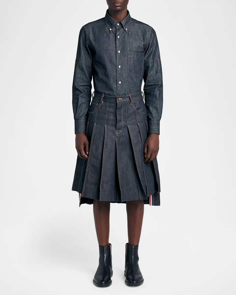 Thom Browne Men's Selvedge Denim Button-Down Shirt | Thumbnail 2