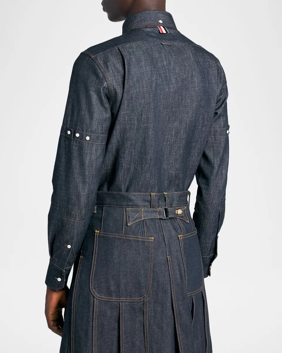 Thom Browne Men's Selvedge Denim Button-Down Shirt | Thumbnail 3