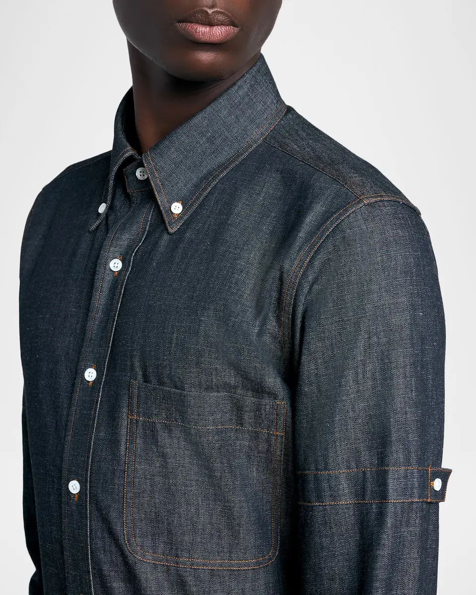 Thom Browne Men's Selvedge Denim Button-Down Shirt | Thumbnail 5