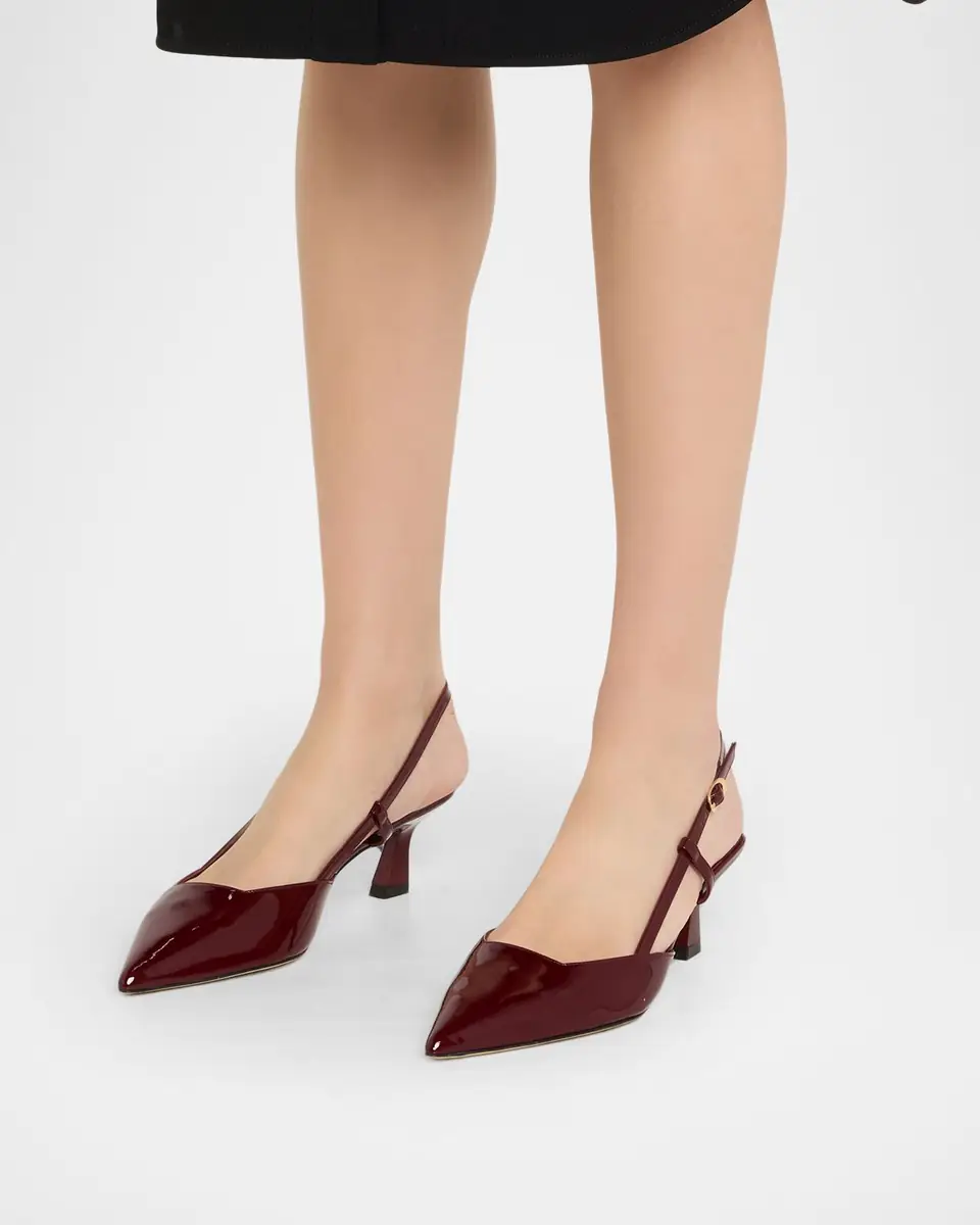 Stuart Weitzman 50mm Vinnie Patent Leather Kitten Slingback Pumps | Thumbnail 2 Stuart Weitzman 50mm Vinnie Patent Leather Kitten Slingback Pumps | Thumbnail 2