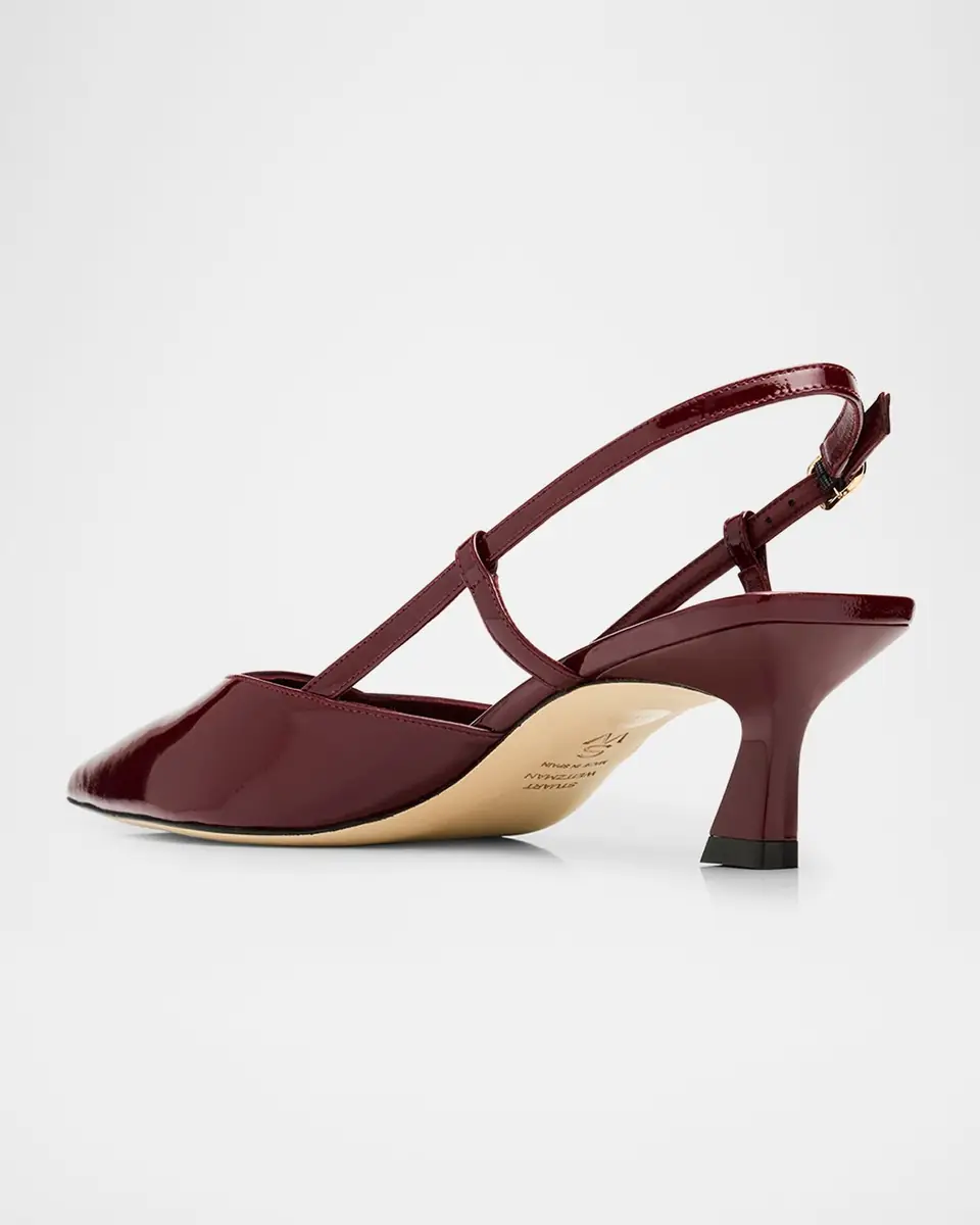 Stuart Weitzman 50mm Vinnie Patent Leather Kitten Slingback Pumps | Thumbnail 4 Stuart Weitzman 50mm Vinnie Patent Leather Kitten Slingback Pumps | Thumbnail 4