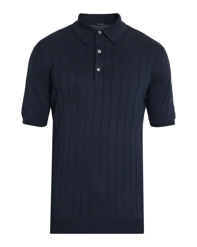 Kiton Men's Wide Rib Sea Island Cotton Polo Sweater | Image 1 Kiton Men's Wide Rib Sea Island Cotton Polo Sweater | Image 1