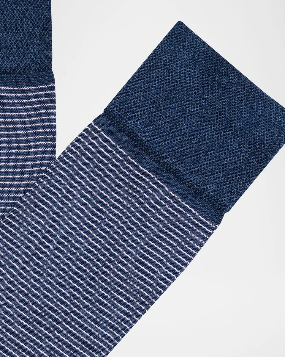 Marcoliani Men's Chic Fine Stripe Crew Socks | Thumbnail 2 Marcoliani Men's Chic Fine Stripe Crew Socks | Thumbnail 2