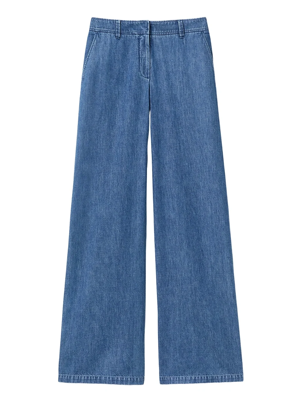 Lafayette 148 New York Charles Wide-Leg Cotton Chambray Pants