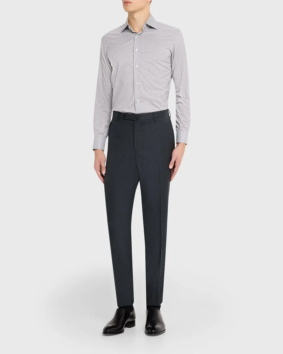 Incotex Men's Micro-Houndstooth Wool and Cashmere Trousers | Thumbnail 2