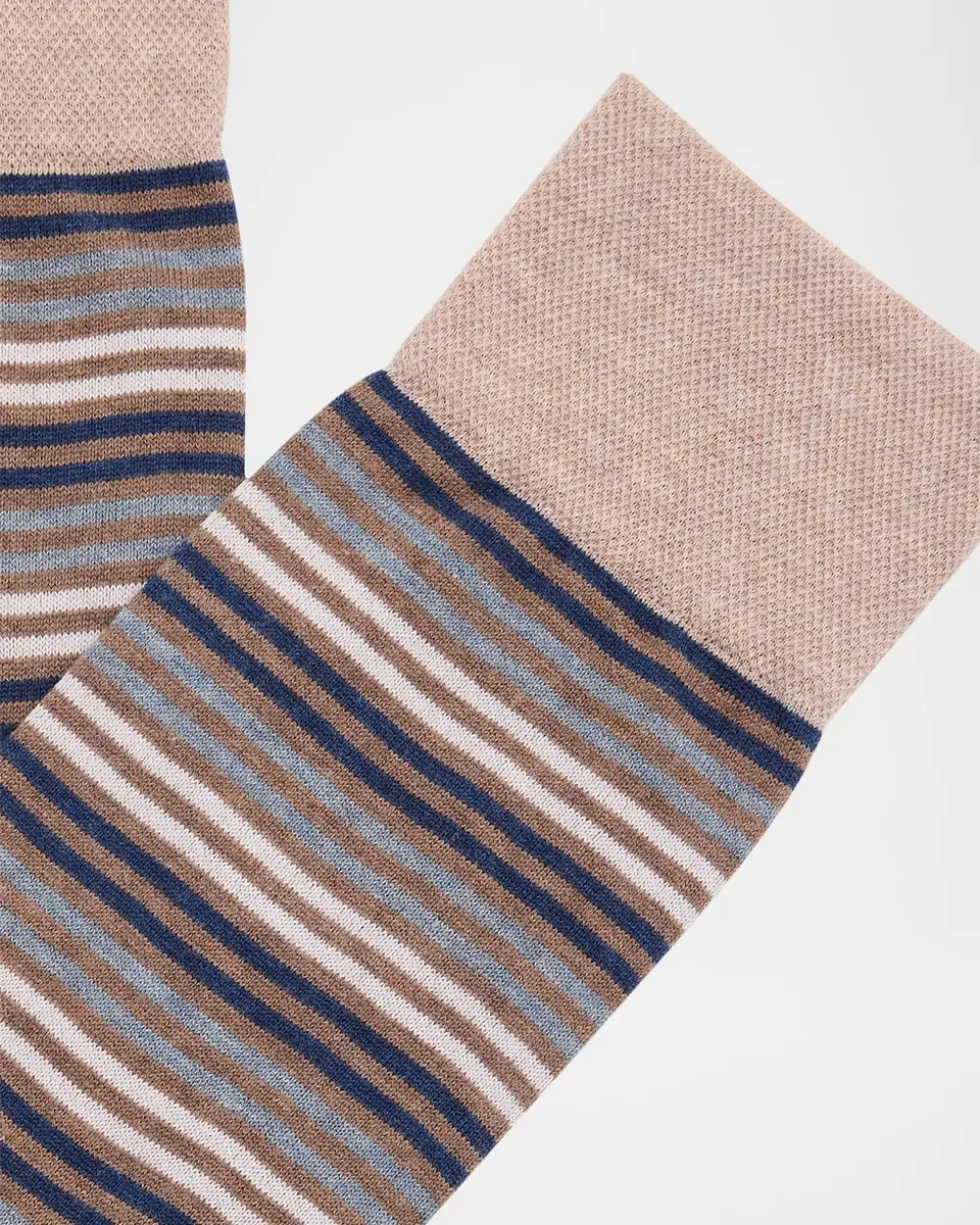 Marcoliani Men's Simple Stripe Crew Socks | Thumbnail 2 Marcoliani Men's Simple Stripe Crew Socks | Thumbnail 2