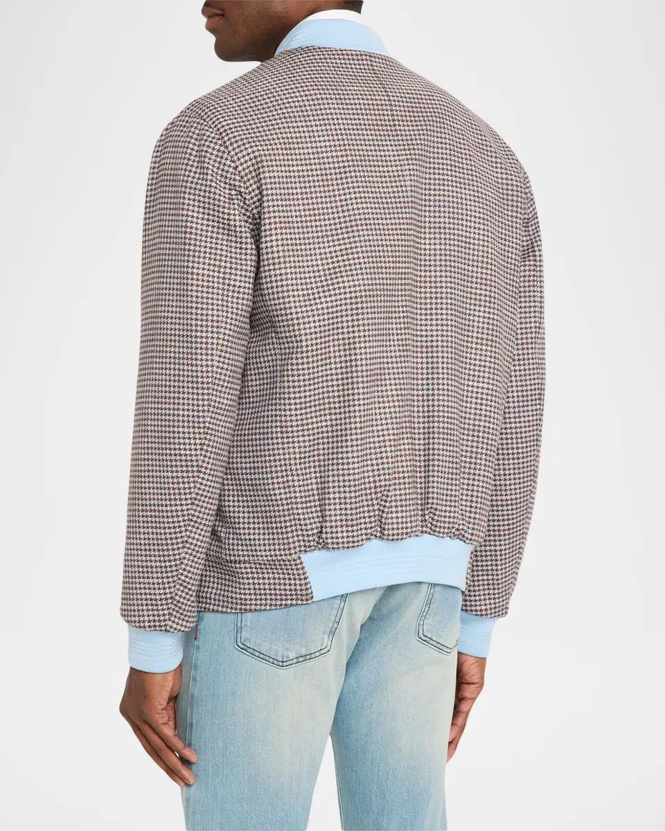 Kiton Men's Houndstooth Check Wool and Silk Blouson | Thumbnail 3 Kiton Men's Houndstooth Check Wool and Silk Blouson | Thumbnail 3
