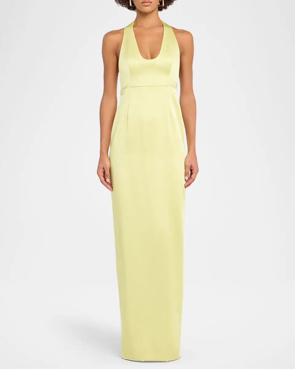 Et Ochs Constance Racerback Satin Halter Gown | Thumbnail 2 Et Ochs Constance Racerback Satin Halter Gown | Thumbnail 2