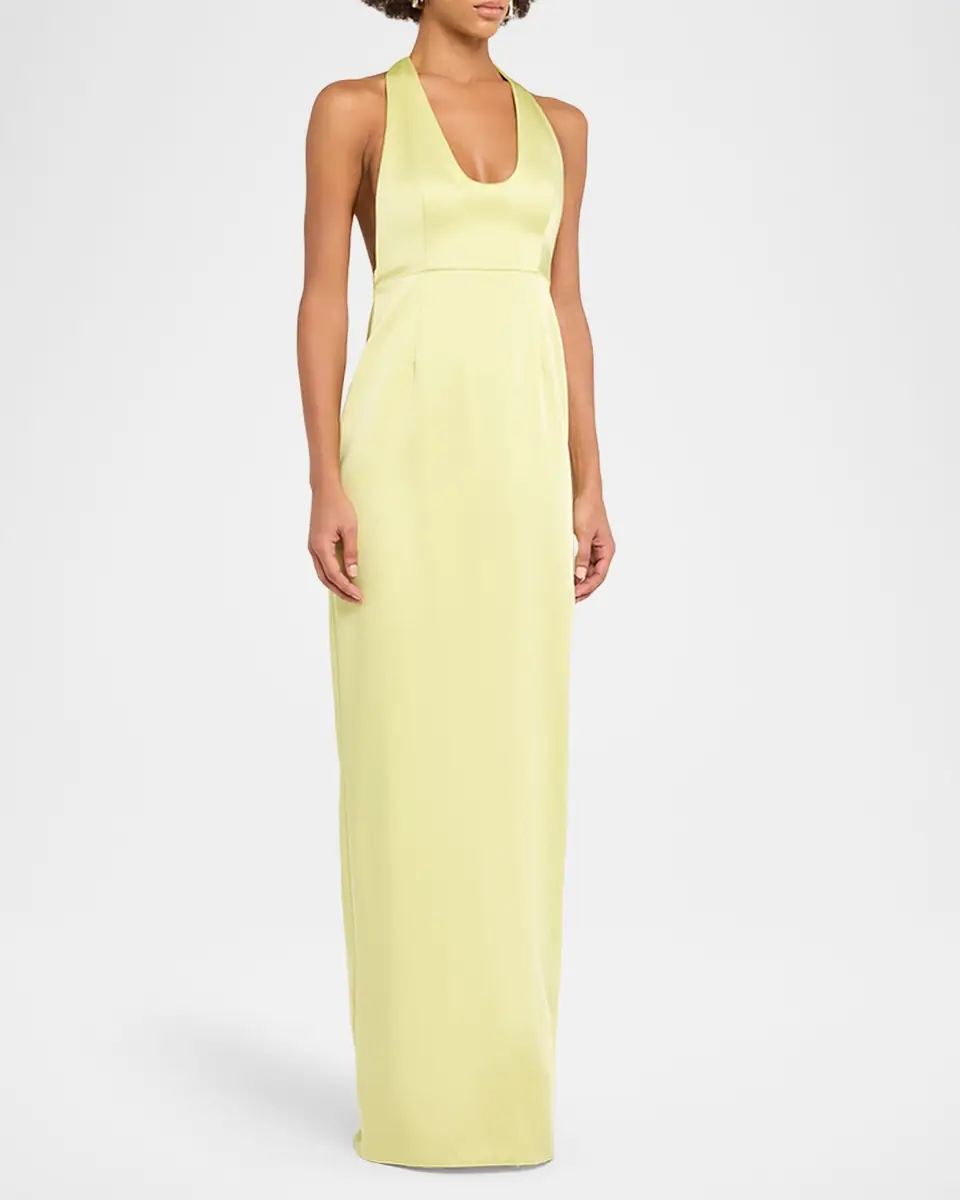 Et Ochs Constance Racerback Satin Halter Gown | Thumbnail 4 Et Ochs Constance Racerback Satin Halter Gown | Thumbnail 4