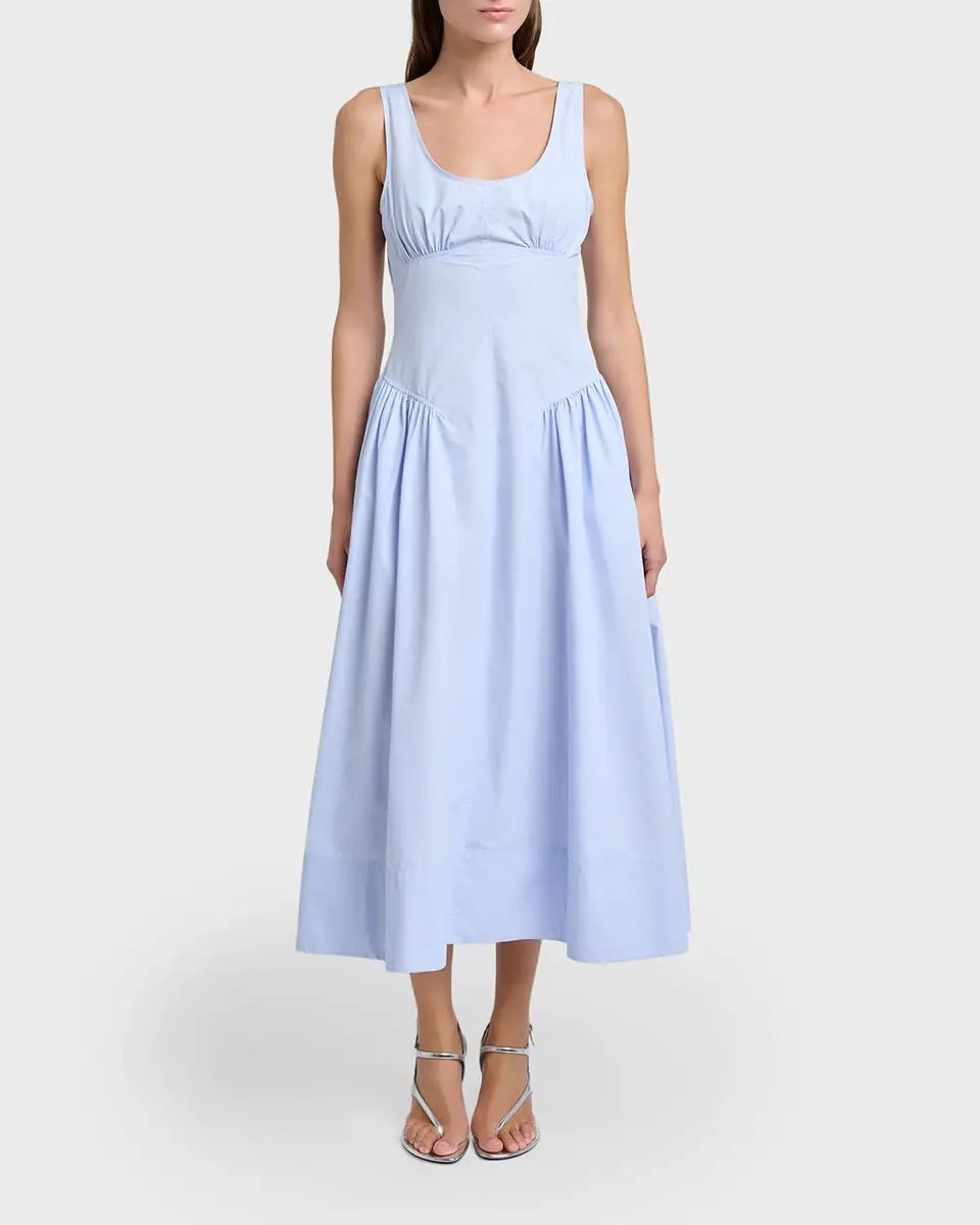 Proenza Schouler White Label Kendall Drop-Waist Cotton Midi Dress | Thumbnail 2