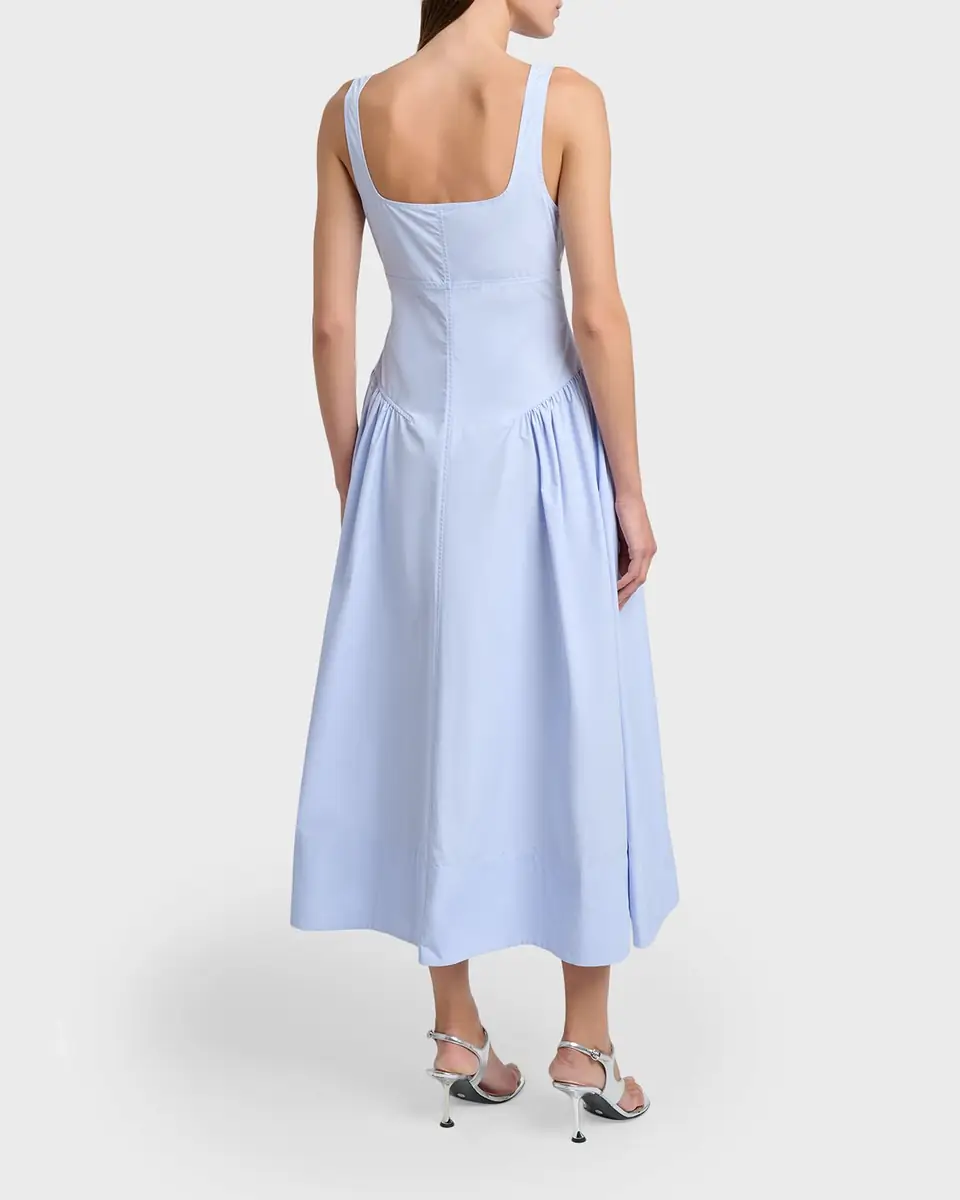 Proenza Schouler White Label Kendall Drop-Waist Cotton Midi Dress | Thumbnail 3