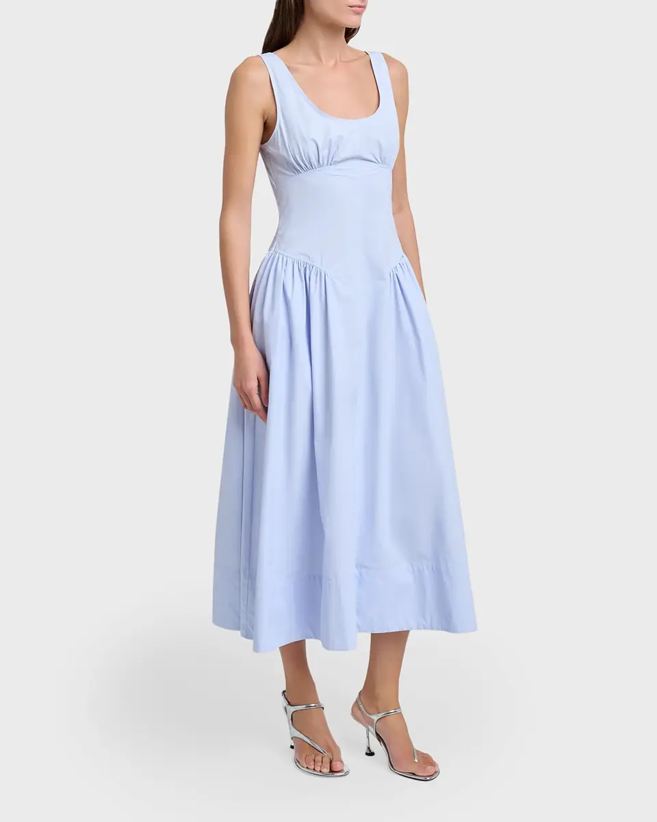 Proenza Schouler White Label Kendall Drop-Waist Cotton Midi Dress | Thumbnail 4