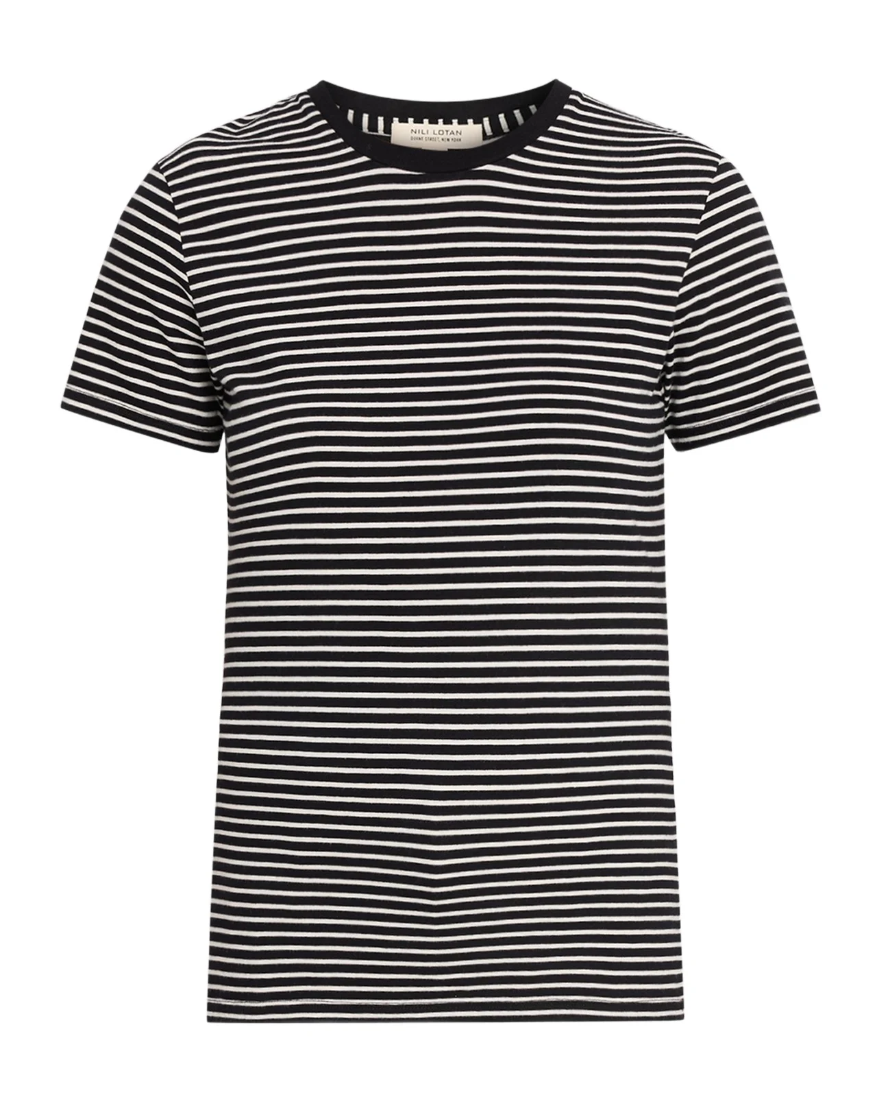 Lana Striped Short-Sleeve Crewneck T-Shirt Lana Striped Short-Sleeve Crewneck T-Shirt