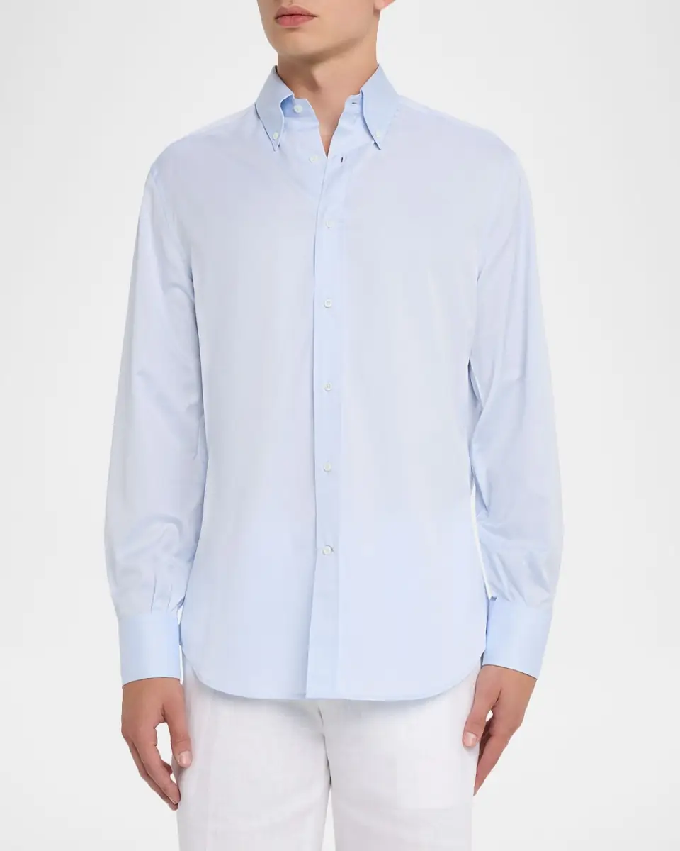 Brunello Cucinelli Men's Twill Classic Fit Button-Down Shirt | Thumbnail 4 Brunello Cucinelli Men's Twill Classic Fit Button-Down Shirt | Thumbnail 4