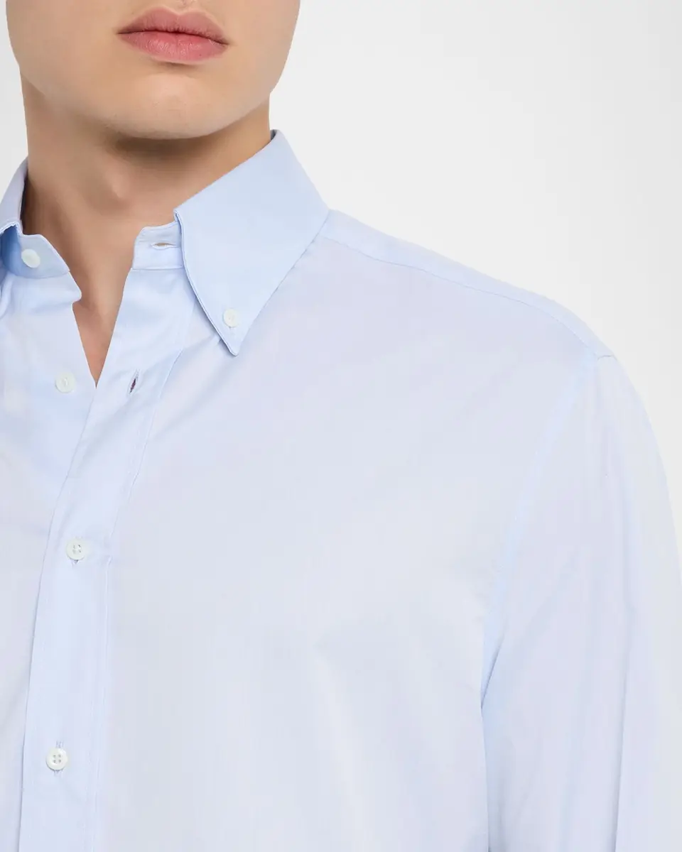 Brunello Cucinelli Men's Twill Classic Fit Button-Down Shirt | Thumbnail 5 Brunello Cucinelli Men's Twill Classic Fit Button-Down Shirt | Thumbnail 5