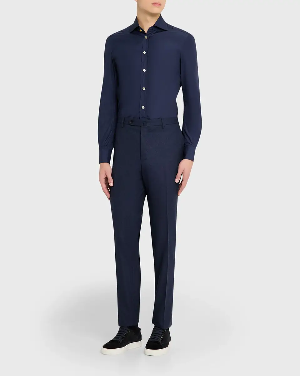 Incotex Men's Micro-Houndstooth Wool and Cashmere Trousers | Thumbnail 2