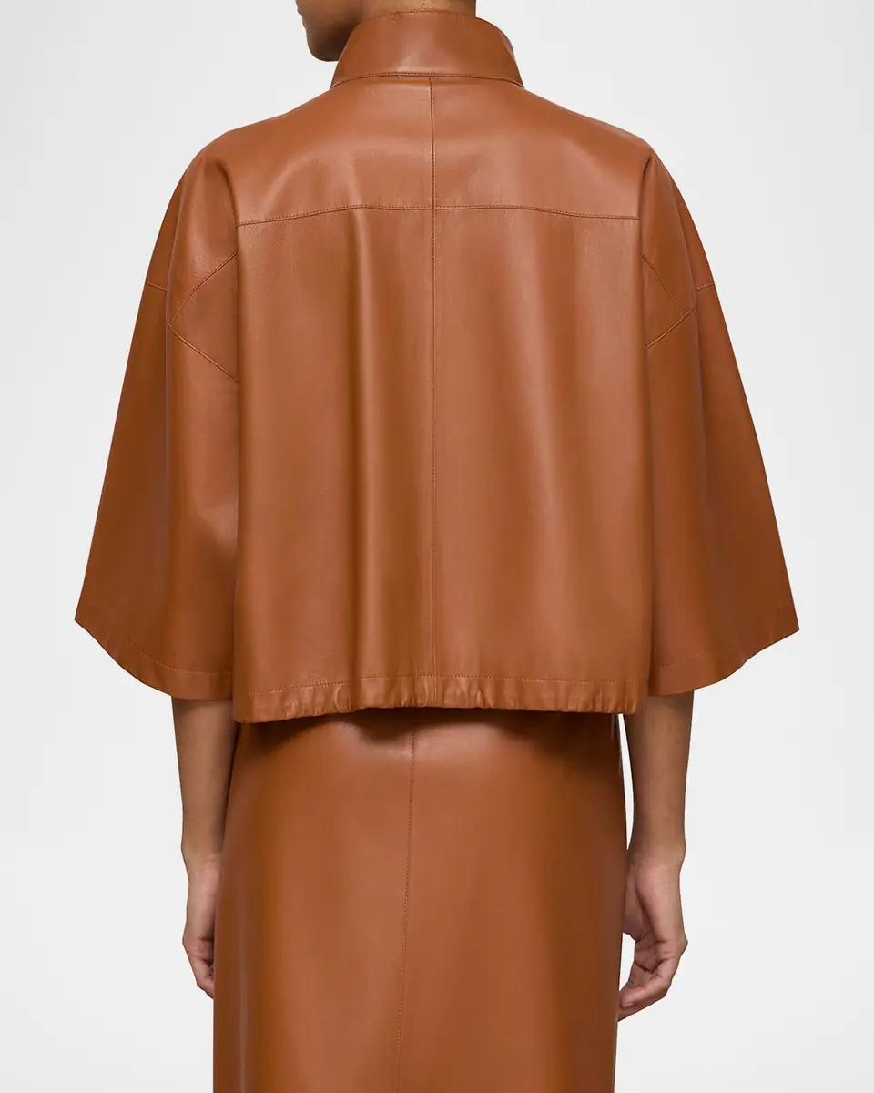 Lafayette 148 New York Oversized Cropped Leather Shirt Jacket | Thumbnail 2 Lafayette 148 New York Oversized Cropped Leather Shirt Jacket | Thumbnail 2